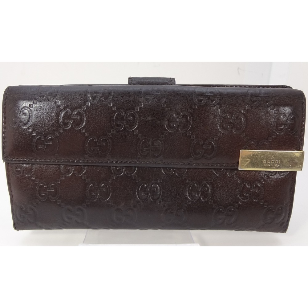 Gucci Guccissima Dark Brown Leather Continental Wallet GG Monogram COA